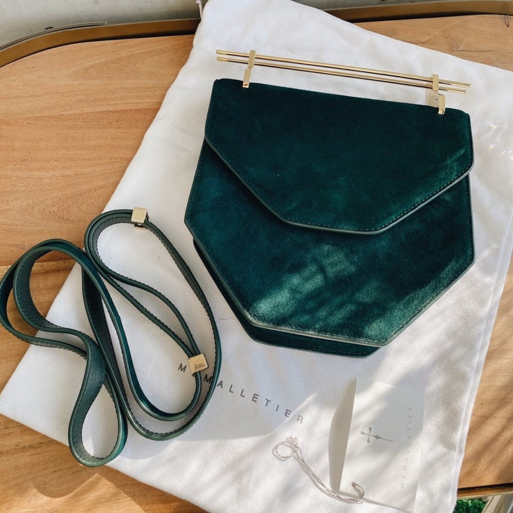 M2malletier crossbody suede green handbag